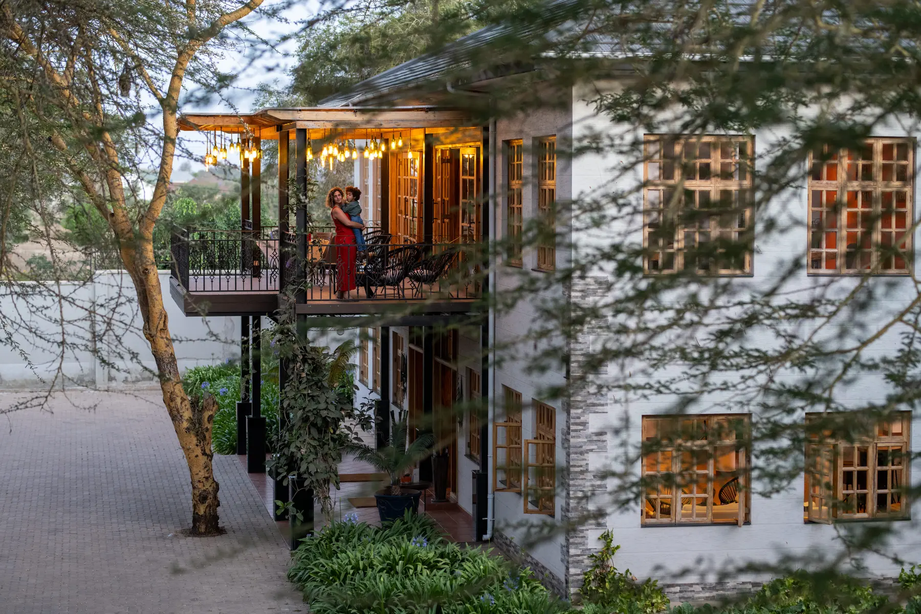 Two-storey guest house with balconies