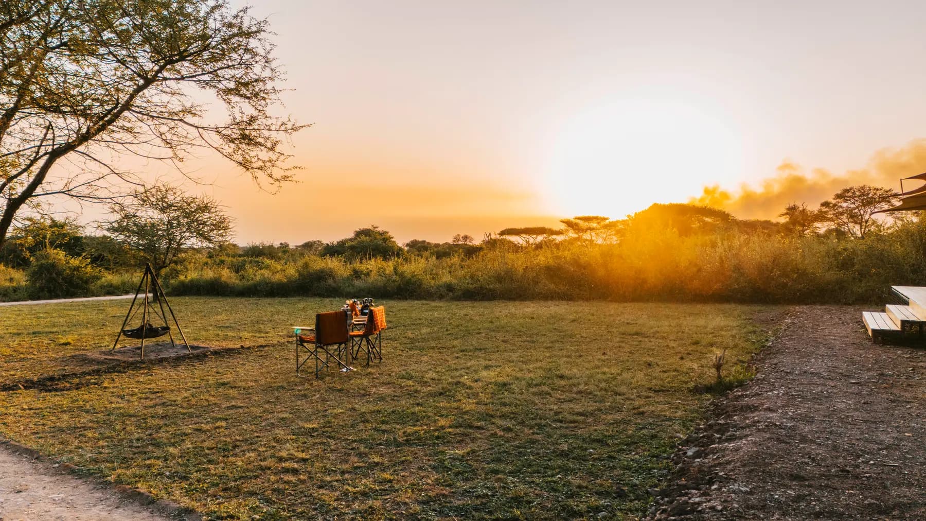Safari chairs set out for sundowners