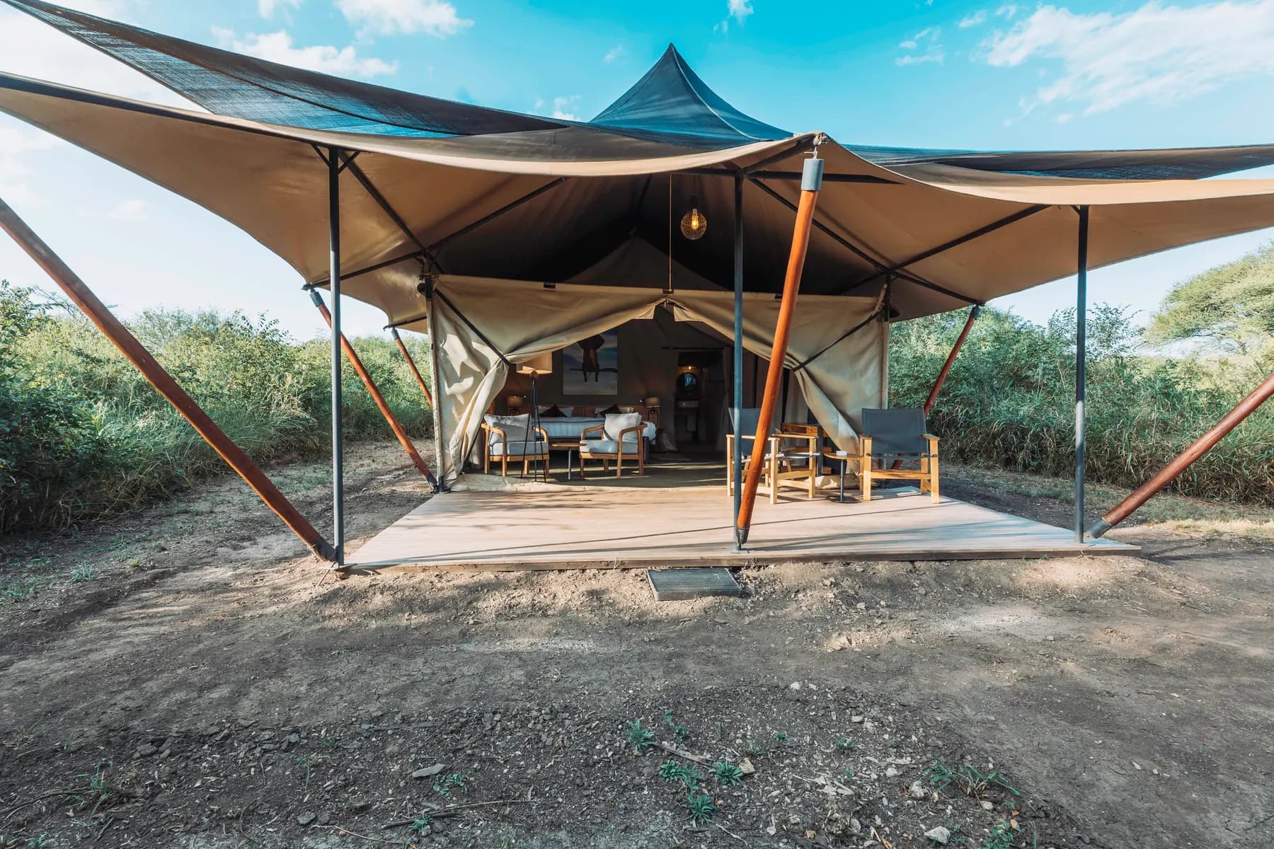 Tent veranda with safari chairs