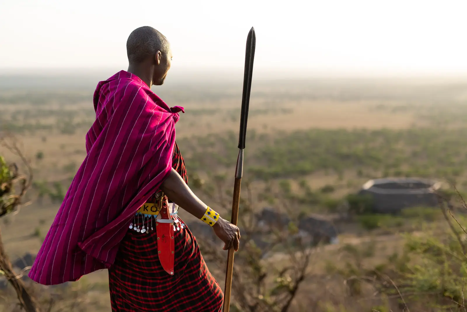 Maasai guide on the plains below the lodge