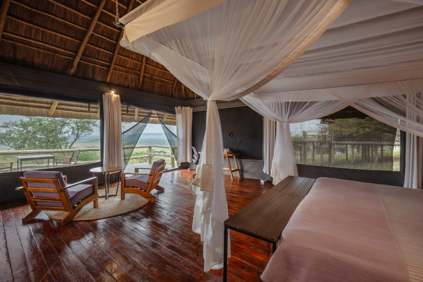 Tent bedroom with four-poster bed